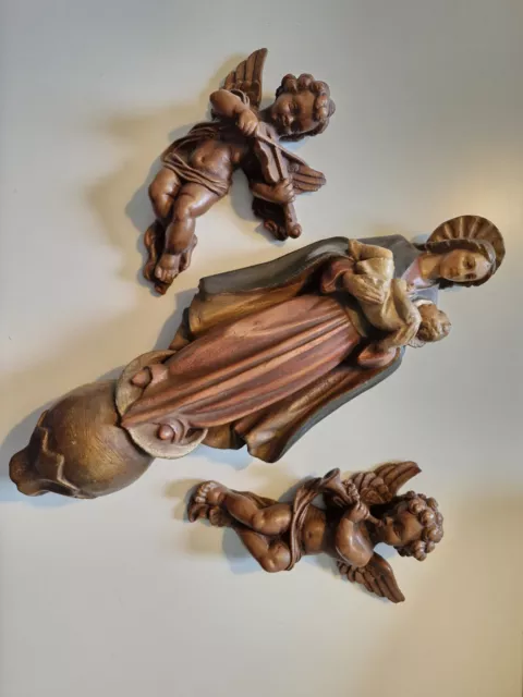 Maria mit jesuskind und Puten aus Gips Maria Jesus Engel