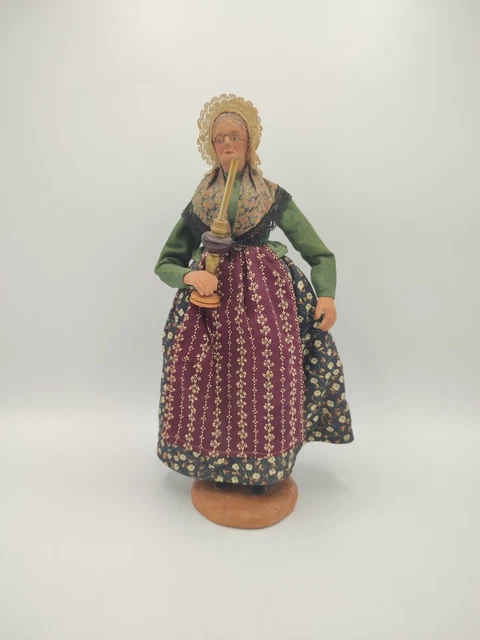 Santon Carbonel – Femme Au Bouquet – Terre Cuite – Décoration Provence – Occasion