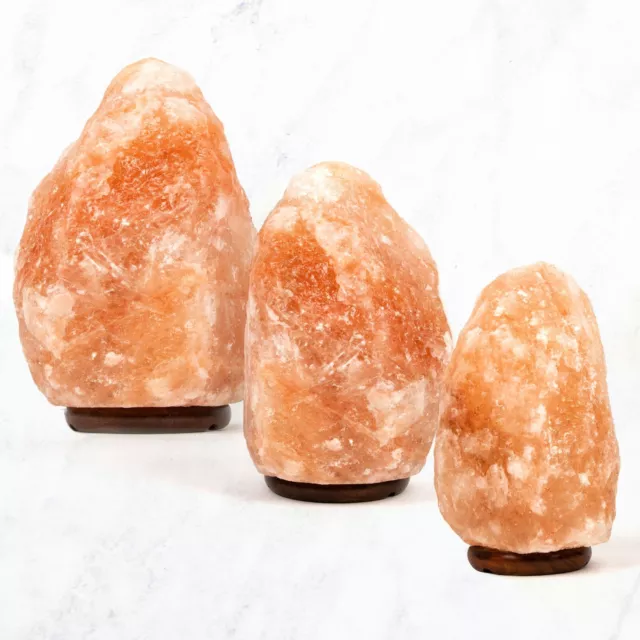 Himalayan Salt Lamp Natural Handcrafted Crystal Rock on Wooden Base with Dimmer