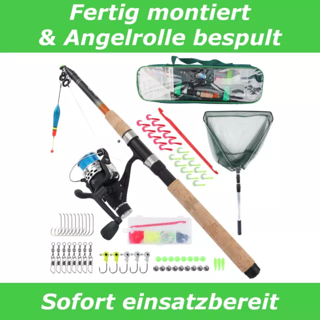 Q-Tac - Angelset Forelle/Barsch mit Kescher, Angel Set komplett,  Forellen Angel