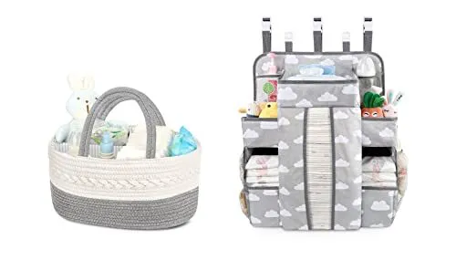 Diaper Caddy Organizer for Baby Boy and XL Changing Table Organizer