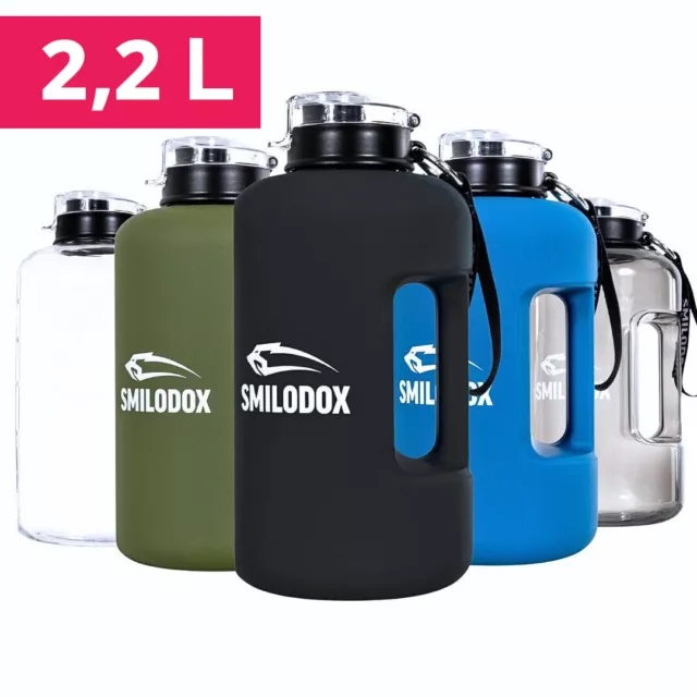 Smilodox Trinkflasche 2,2 Liter - Gym Bottle für Sport, Fitness Trink-Gallone
