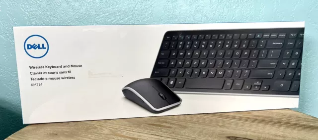 NEW in Box Dell KM714 WM514 Wireless Slim Keyboard ENGLISH / FRENCH Mouse Combo