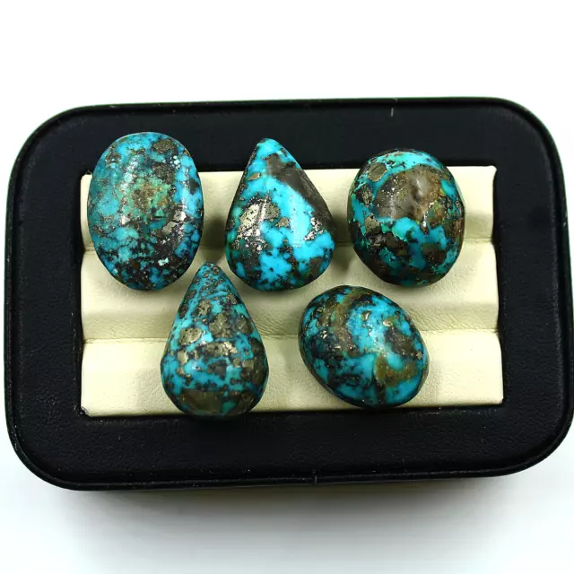 5 Pcs Natural Persian Turquoise Untreated 19mm-22mm Cabochon Loose Gemstones Lot