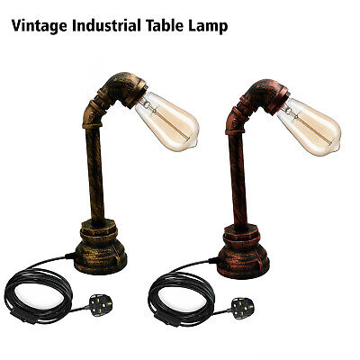 Rétro Lumières Table Lampe Vintage Industriel Eau Tuyau Steampunk Bureau Lampe