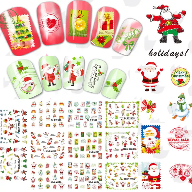 Christmas Nail Art Stickers Water Decals Decoration Stamping Stamps Xmas 3