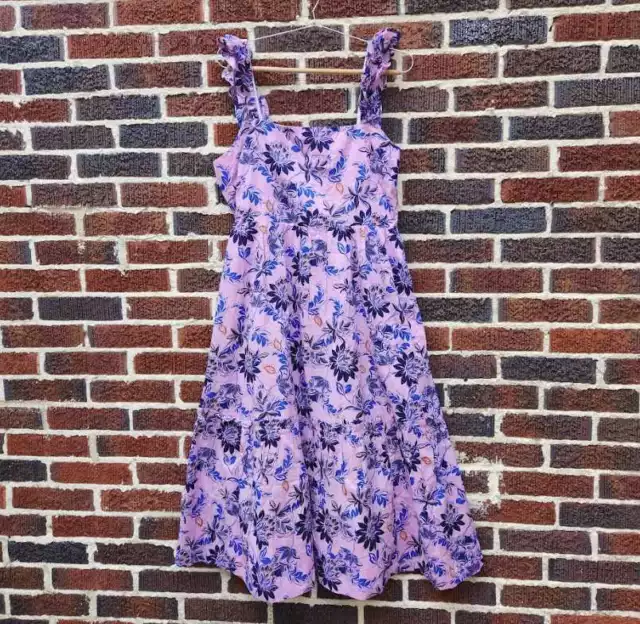New J Crew Factory square neck midi purple floral dress