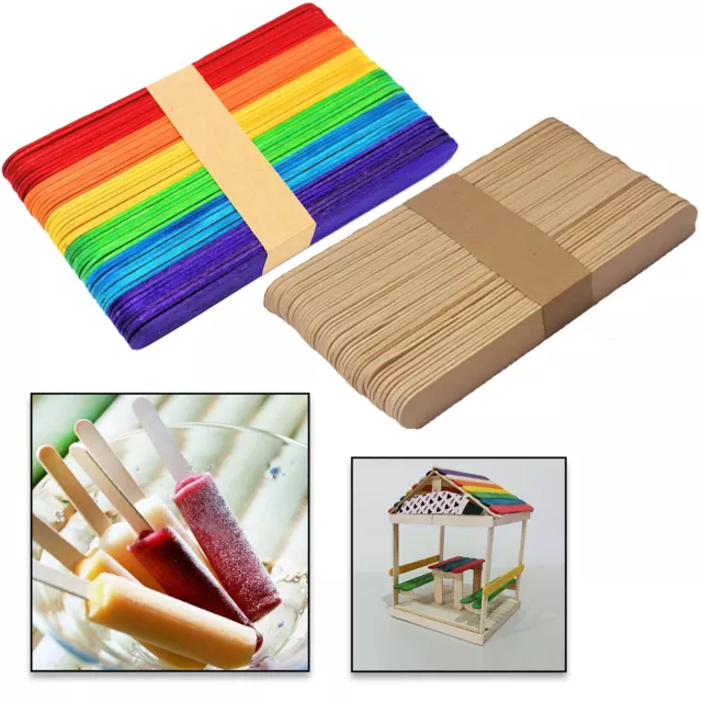 Piruleta Palos Madera Lolly Pegar Hielo Pop Niños Manualidades Liso Modelo Hacer