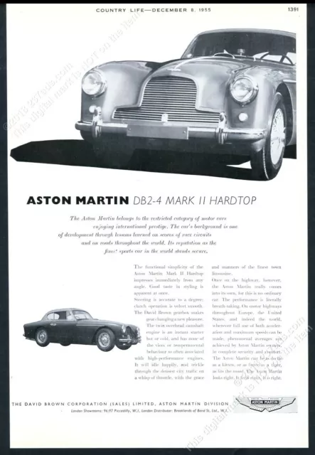 1955 Aston Martin DB2 Mark II car photo UK vintage print ad