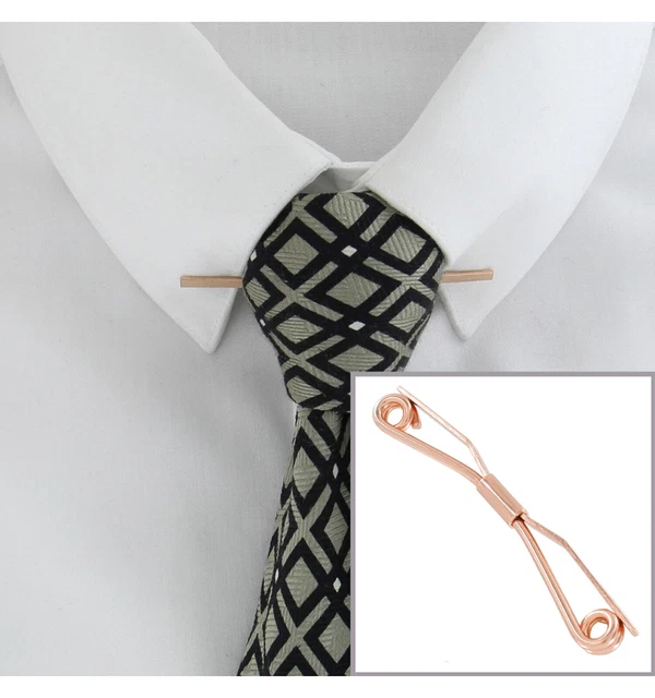 Rose Gold Tone Classic Bent Wire Mens Collar Bar Clip 2 1/2" USA Made Ky & Co