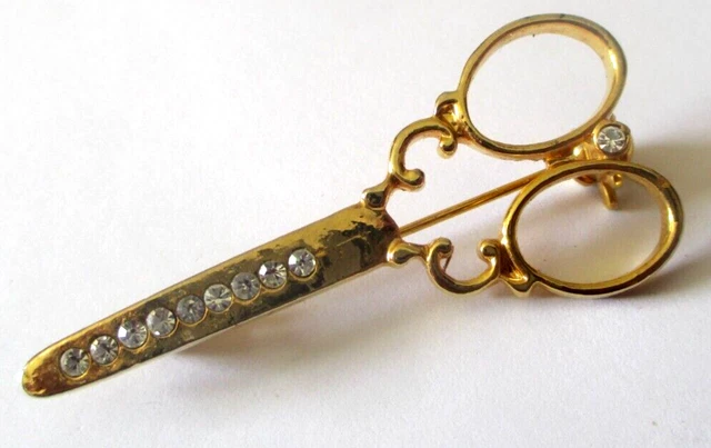 Broche Vintage Ancienne Barrette Or Avec Cristaux, Diamants Et Perle - Années 1930 - Occasion