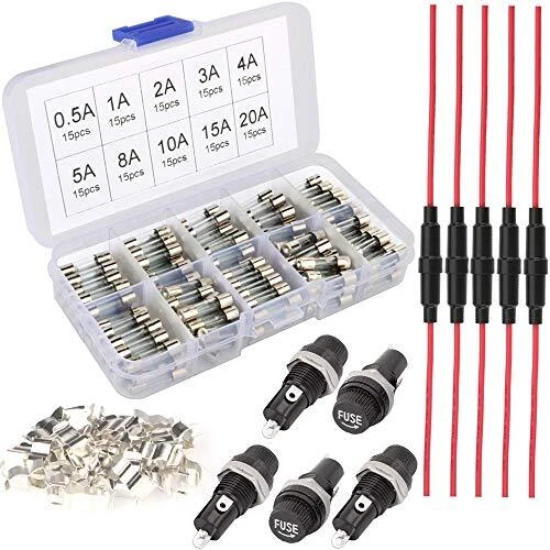Gebildet 150pcs 5 x 20 mm fusibles en Verre + 5pcs AGC Portes-fusible en Lign...