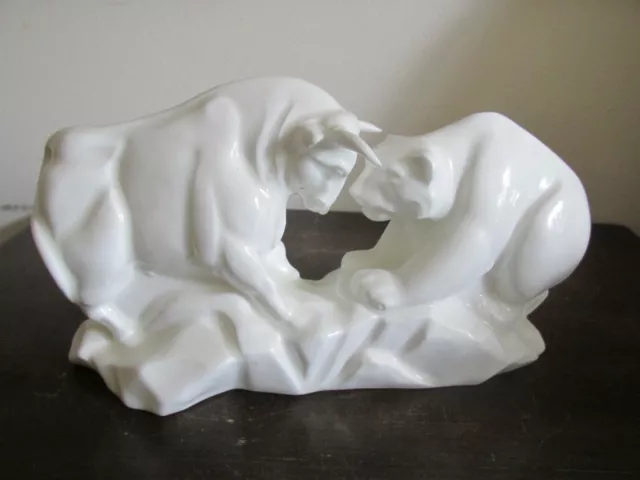 Wedgwood England Russel Porcelain White Figurine Bull And Bear