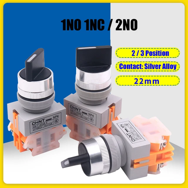 22MM ROTARY SWITCHES Changeover Selector Knob Switch 2 3 Position 1NO ...