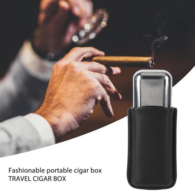 (Black)Cigar Case Soft Touch Microfiber Frosting Treatment 2 Holder Cigar