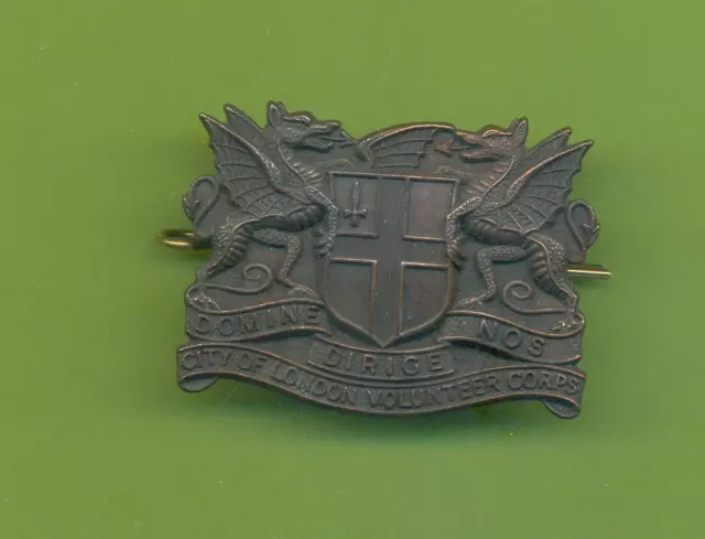 City Of London Volunteer Corps.brass Army Cap Badge