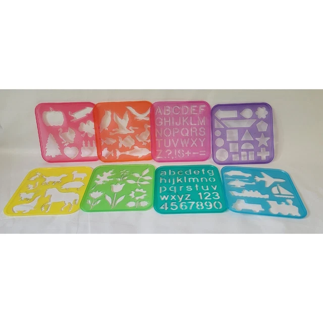 TUPPERWARE TUPPERTOY STENCIL Art Complete Set of 8 Stencils Vintage