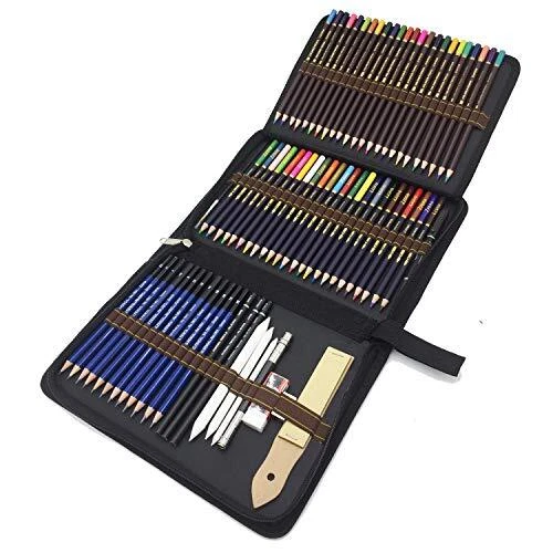 Set Dessin Coolzon 96 Pièces - Crayons Graphite, Fusain, Gomme - Mallette Portable