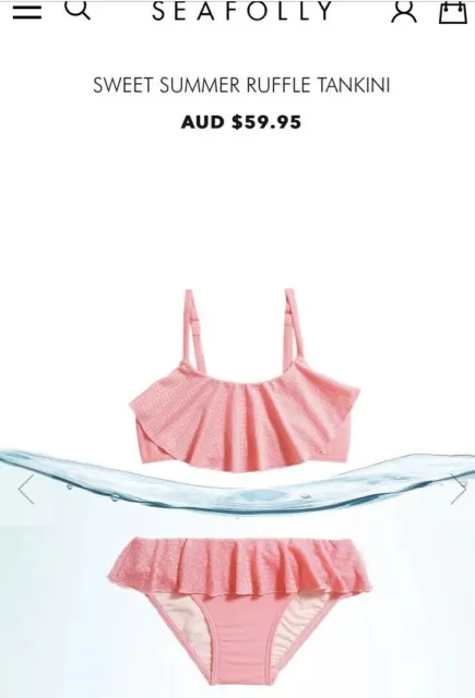 Seafolly Baby Girls Swimsuit Ruffle Color Change Bikini Size 2T  Two-Piece $58