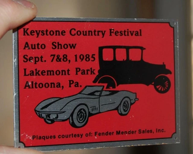 VINTAGE 1985 KEYSTONE Country Fest Pa. Antique Car Show Metal Dash