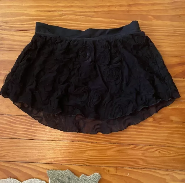 Bloch Black Flower Mesh Skirt Size: Adult Petite