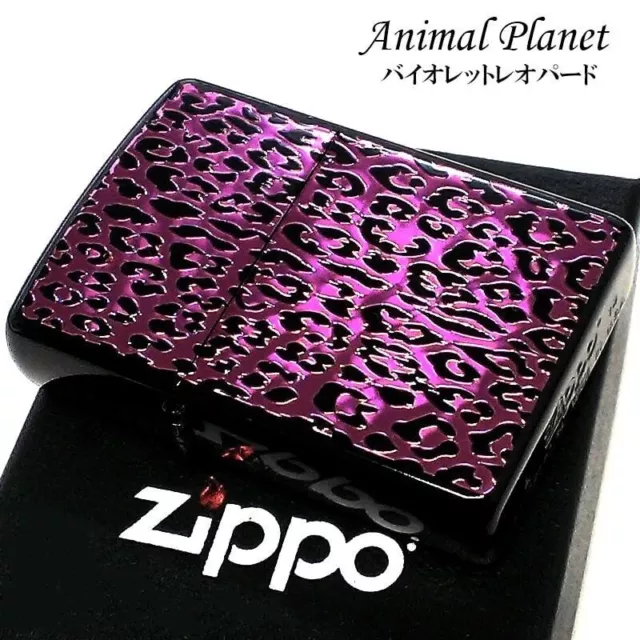 Zippo Oil Lighter Animal Planet Leopard Violet Etching Black Japan New