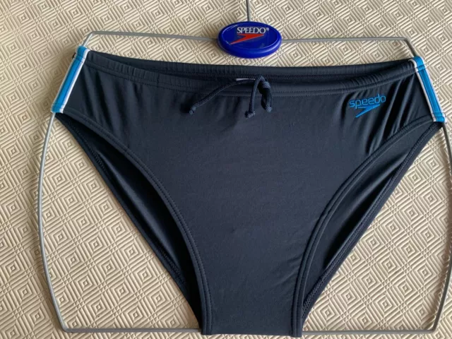 SPEEDO SWIMWEAR MENS ENDURANCE BLUE GREY PULSE 8 cm BRIEF UK SIZE 34"