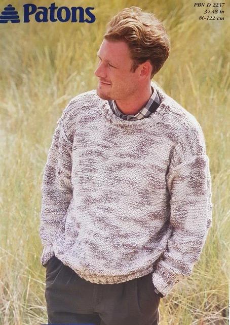 "Strickmuster**Herrenpullover/Pullover**klobig**SCHNELL**Patons 2237**34"" bis 48""