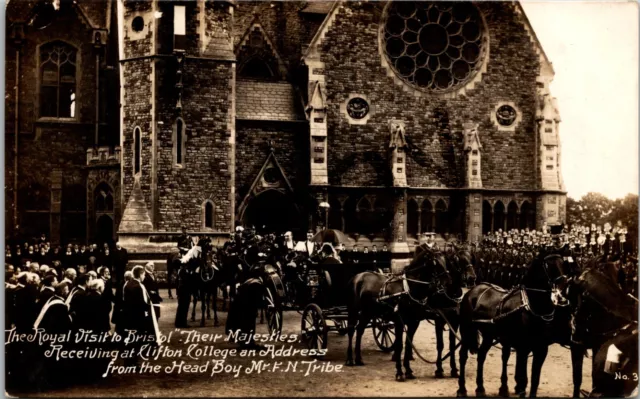 Royal Visit To Bristol Their Majesties Receiving At Clifton Real Photo Postcard