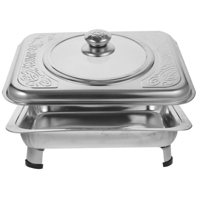 Contenitore termico in acciaio inox, per chafing dish, per buffet, con padella e coperchio per catering buffet e feste di famiglia (9 litri