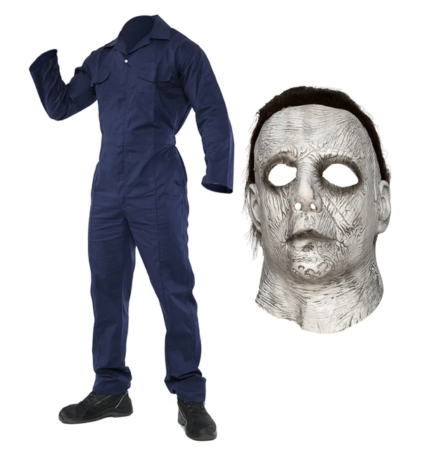 Adult & Kids Halloween Horror Mike Myers Costume Fancy Dress Overalls & Mask