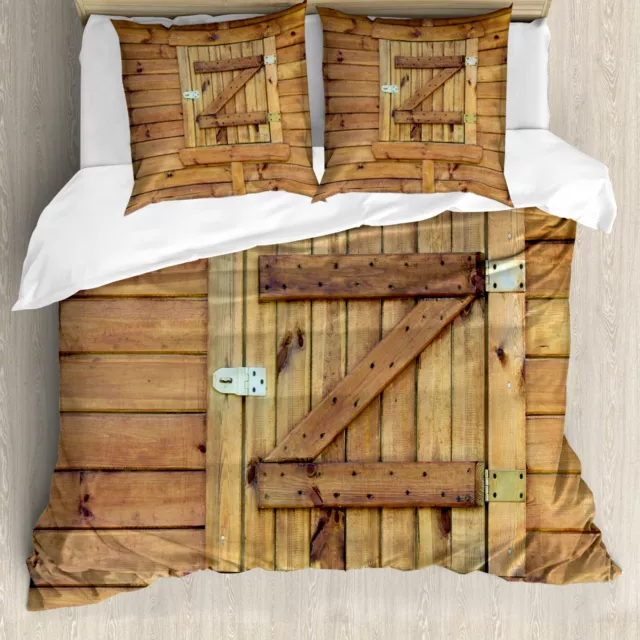 Rustic Duvet Cover Grunge Wooden Shutters