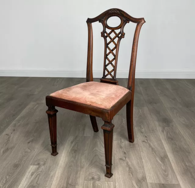 Antique 18th Century Bedroom Chair / Hall Chair In Mahogany ( REF AF-1903 )