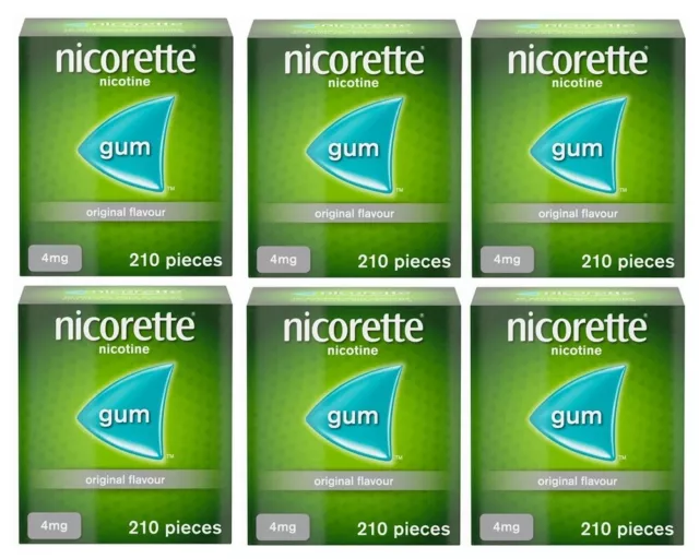 Nicorette Gum Original 4mg of 210 pieces Pack of 6 Expiry= October 2025