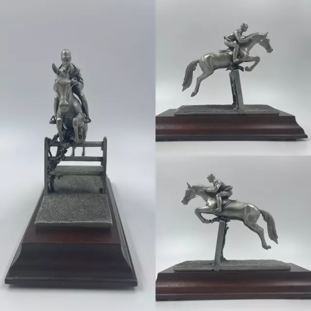 Vintage Equestrian Horse Sculpture by A. Petitto "The Jumper" Hudson Pewter