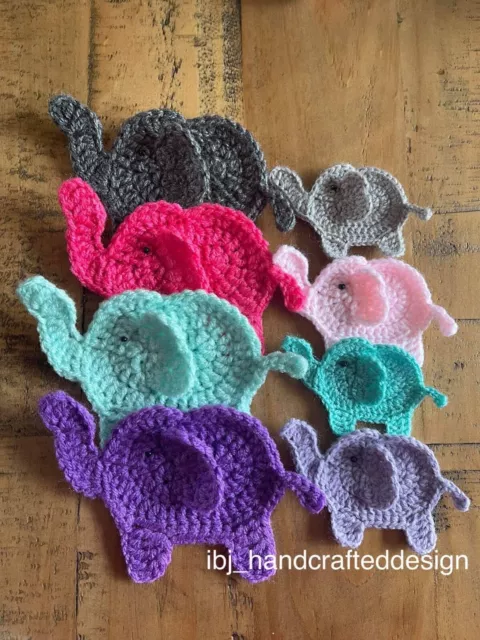 Handmade Crochet Acrylic🐘Elephant🐘Applique Sewing Baby Trimming Clothes Craft