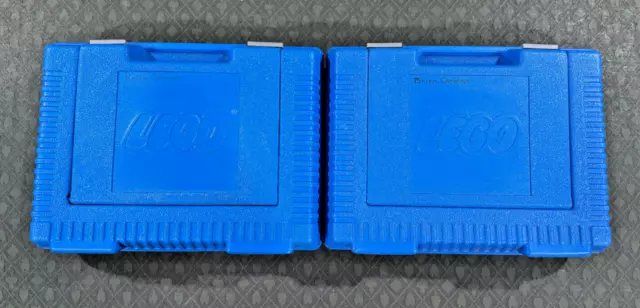 1984 Lego Storage Container Case Blue Travel Carry Box Plastic Vintage Bin 2x!