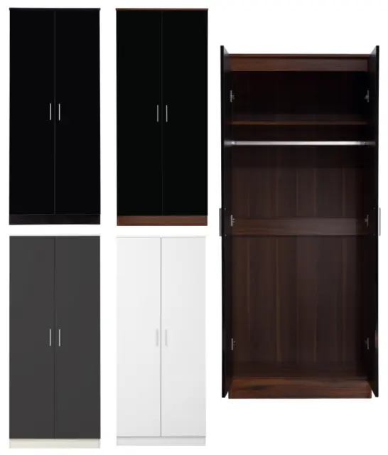 REFLECT Soft Close 2 Door Plain or Mirrored Wardrobe Storage Bedroom 5 Colours