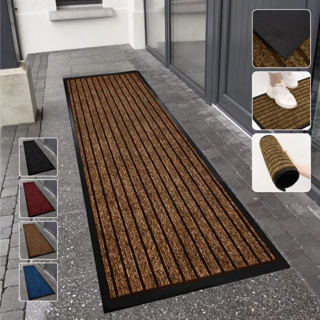 Rubber Barrier Door Mat Indoor Outdoor Nonslip Heavy Duty Hall Floor Rug Runners