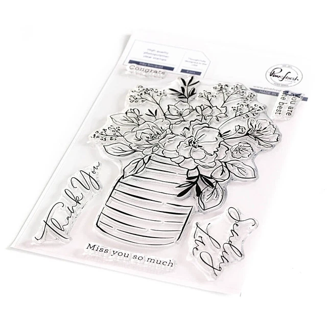 Juego de estampillas transparentes de estudio Pinkfresh 4""X6""-Inky Bouquet -PF191523