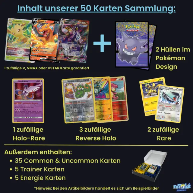 Pokemon Karten Sammlung 50 Stück 1x Seltene V/VSTAR/VMAX GARANTIERT! Deutsch