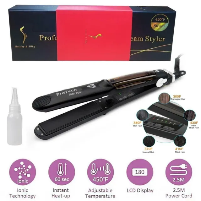 Professional Steam Hair Straightener Ceramic Vapor Argan Oail Hair Flat Iron UK