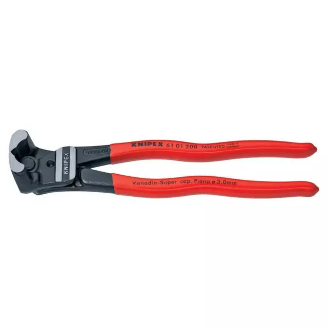 KNIPEX High Leverage Cross Cut Cutting Pliers Plastic-Coated Handles 8" Red