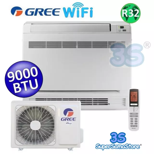 3S Climatiseur Gree Mono Console Au Sol 9000Btu Wifi Classe A+++/A+ Inverter R32