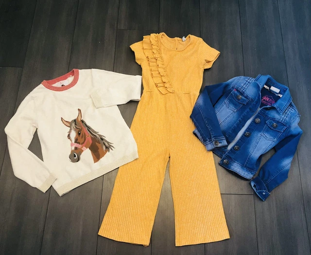 Girls Age 8 Years Clothing Bundle, Next Denim Jacket, Tu Jumpsuit & Horse Jumper