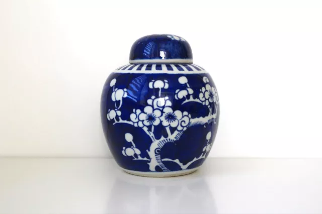 Fine - Antique Chinese Late Qing Blue & White Prunus & Blossom Porcelain Jar