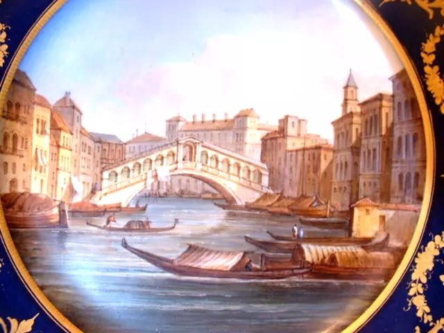 Superb 19ThC Painting on Porcelain of Realto Bridge Grand Canal Venice 2