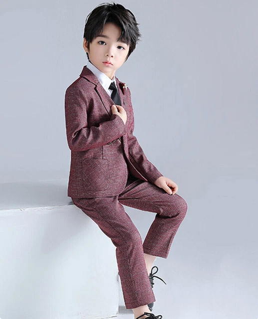 Abiti da ragazzo pezzo abito da sposa pagina bambini ballo festa blu navy rosso 2-11 anni nuovo 7