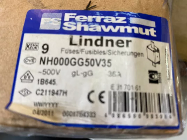 9pcs Ferraz Shawmut Retainer Lindner NH000GG50V35 35a 500v