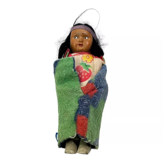 Vintage Skookum southwest Native Indian girl doll 7" tall
